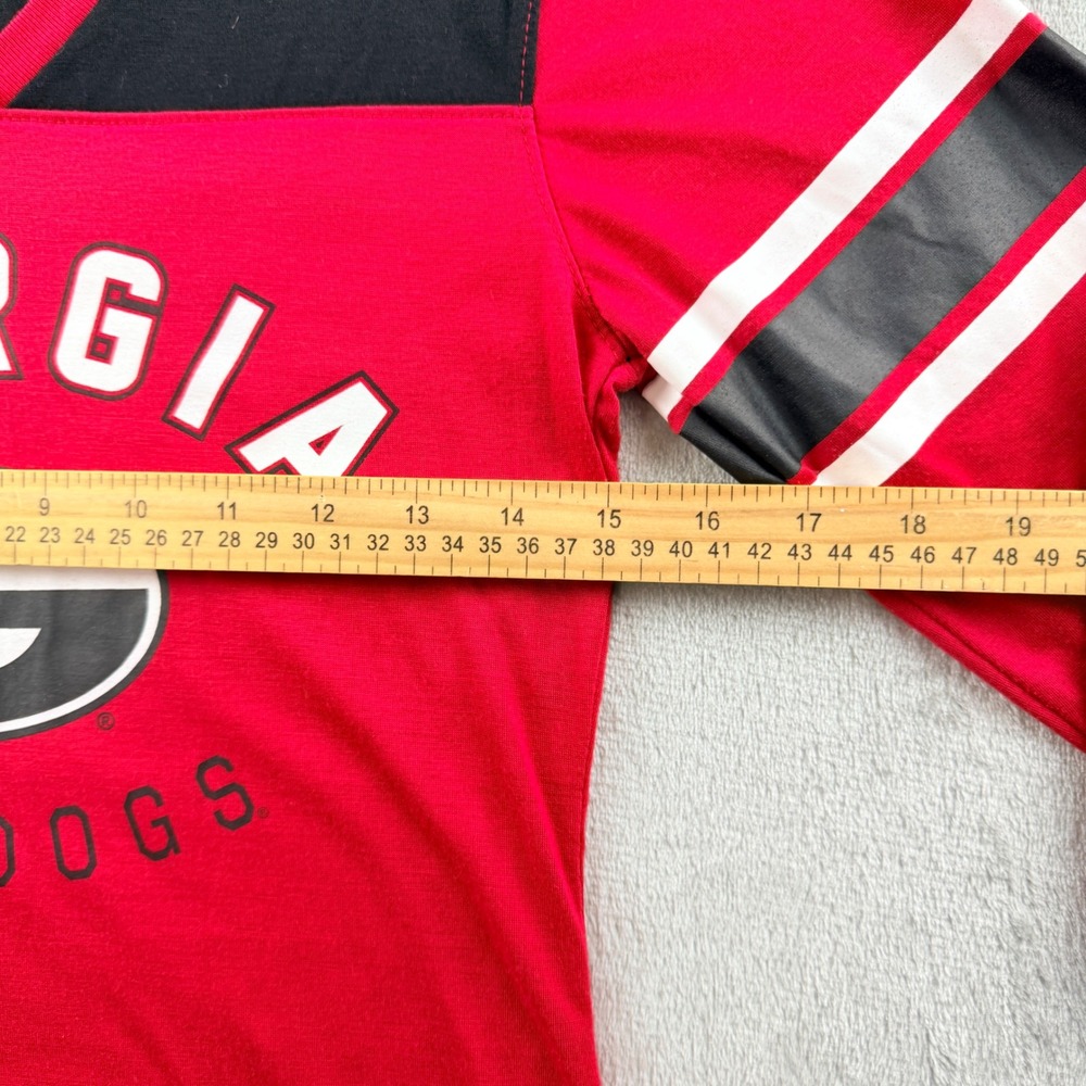 Colosseum Georgia Bulldogs Women's Small Long Sleeve V-Neck Shirt Red Black - Picture 5 of 7